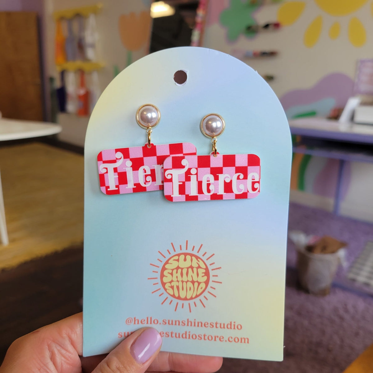 Checkered Fierce Earrings - Starry Skies Austin