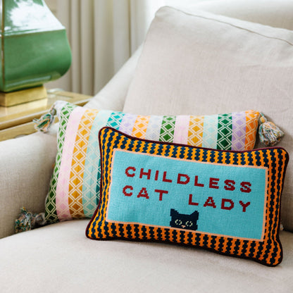 Childless Cat Lady Needlepoint Pillow - Starry Skies Austin