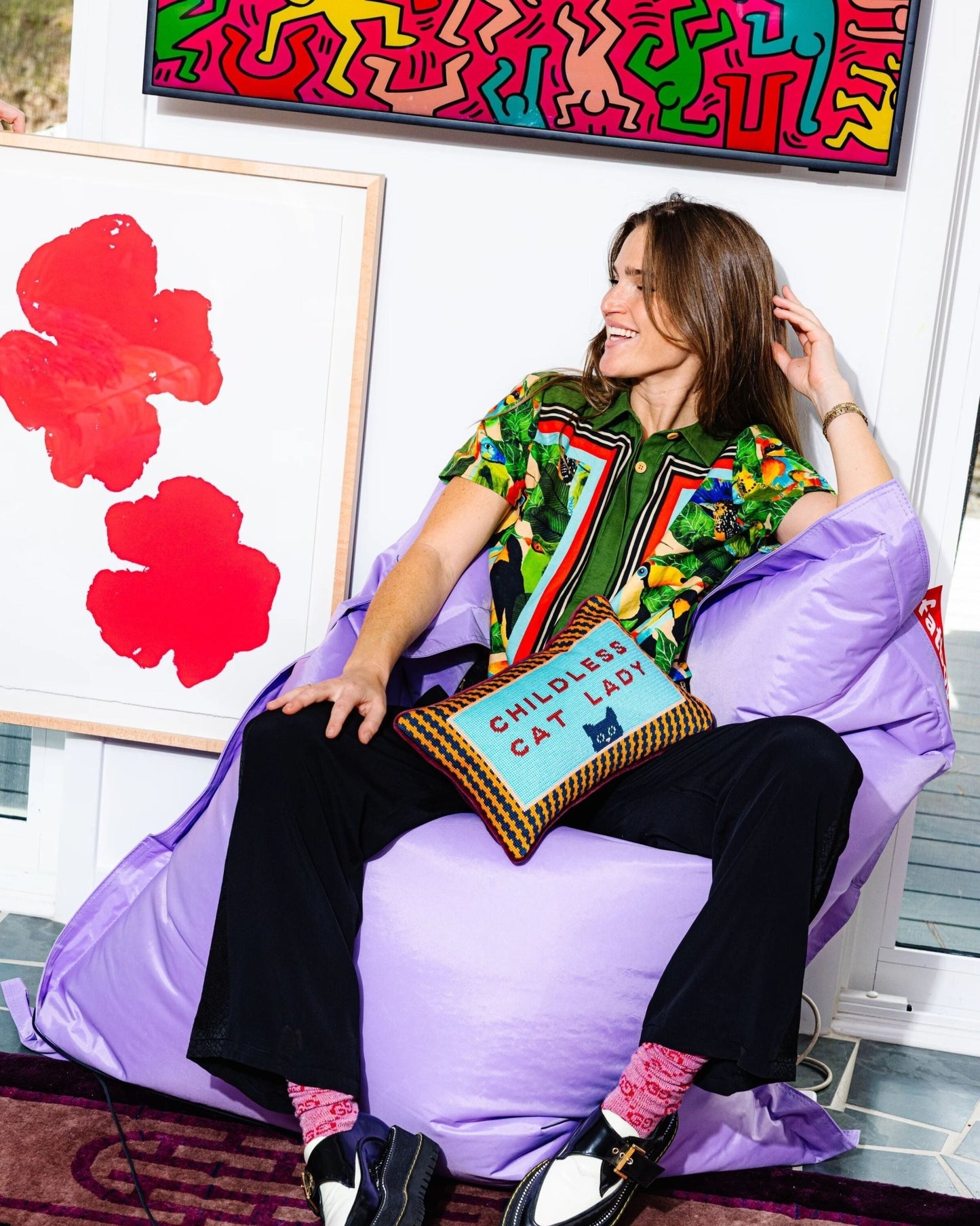 Childless Cat Lady Needlepoint Pillow - Starry Skies Austin