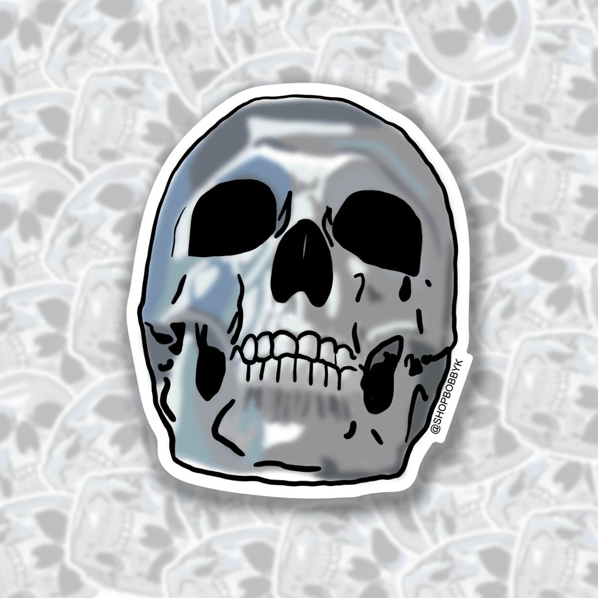Chrome Skull Sticker - Starry Skies Austin