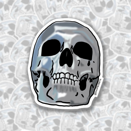 Chrome Skull Sticker - Starry Skies Austin
