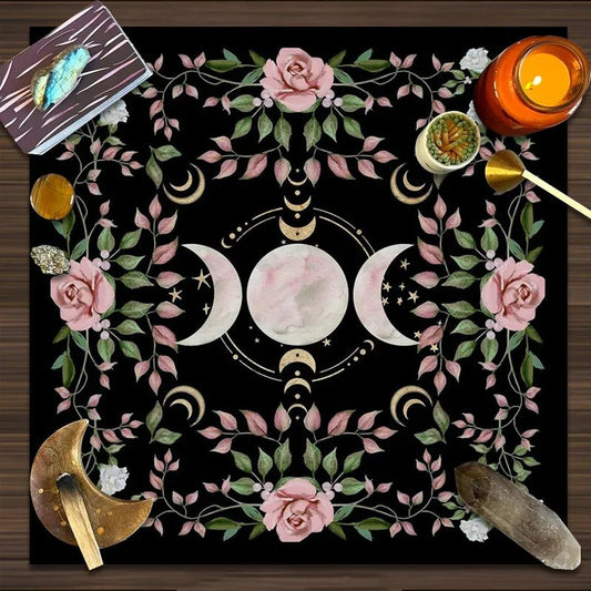 Cottagecore Triple Moon Altar Cloth - Starry Skies Austin