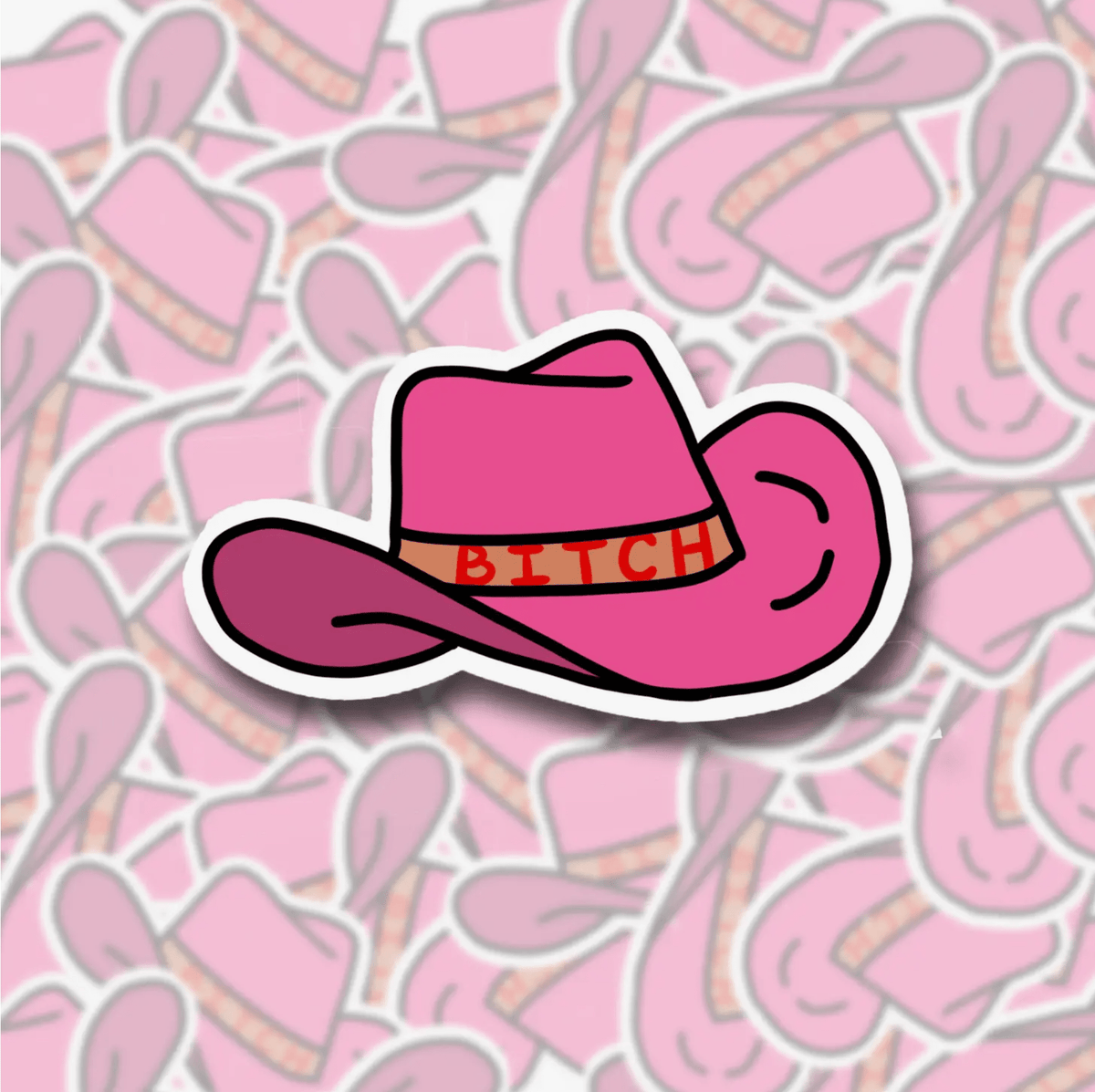 Cowboy Hat BITCH Sticker - Starry Skies Austin
