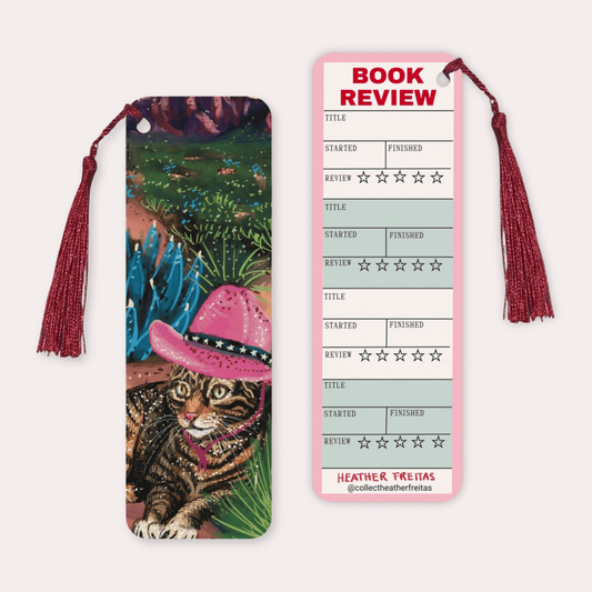 Cowgirl Cat Soft Touch Premium Bookmark - Starry Skies Austin