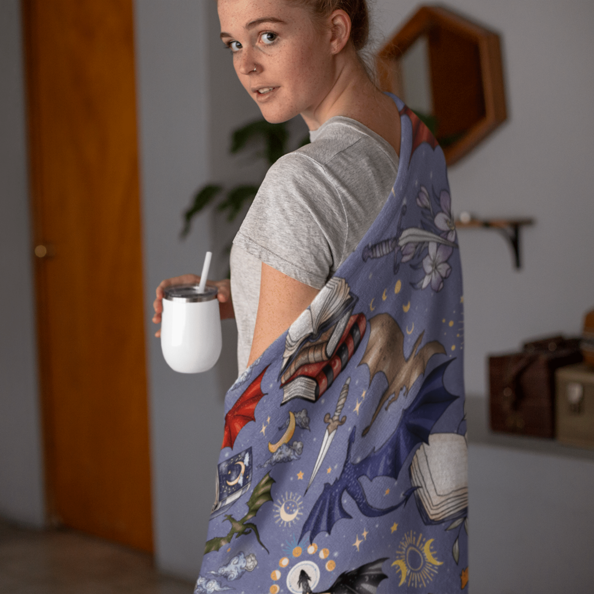 Cozy Dragon Rider Blanket - Starry Skies Austin