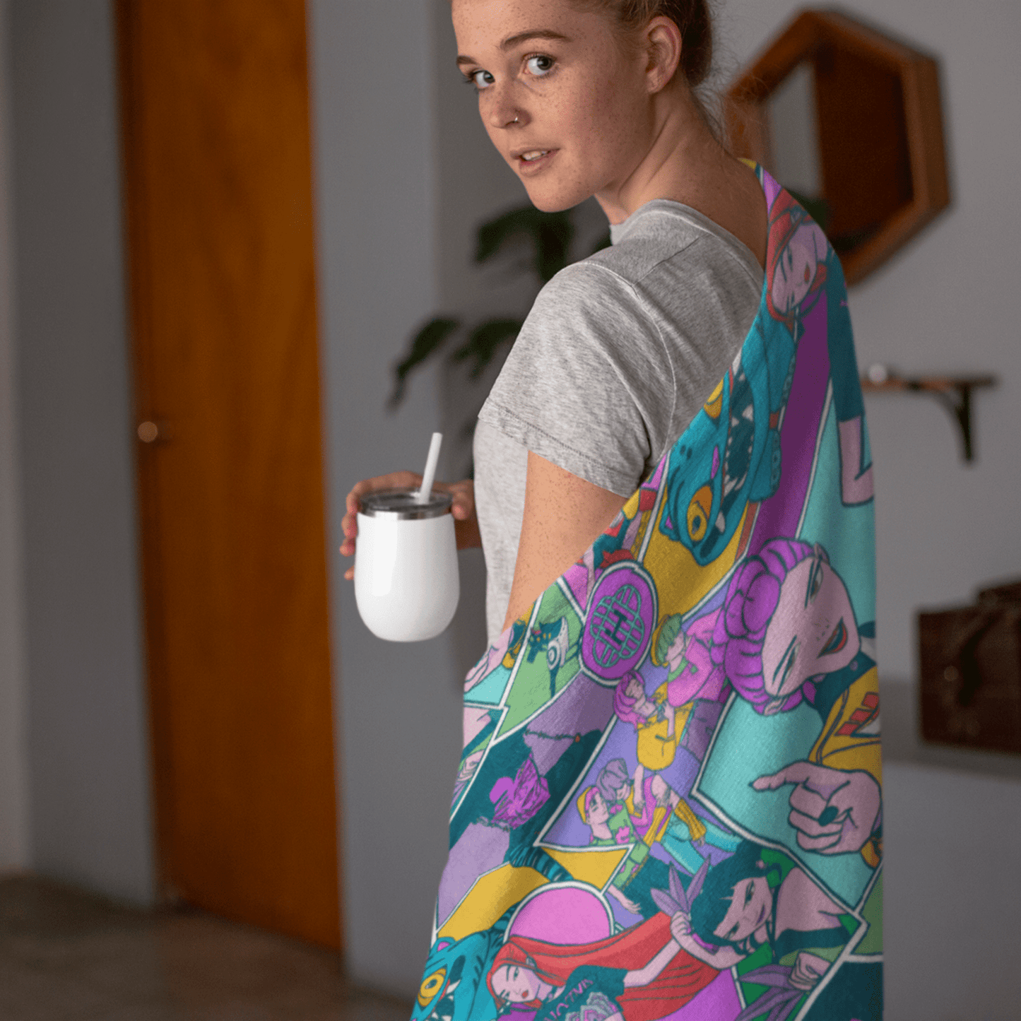 Cozy Kpop Demon Hunters Comic Blanket - Starry Skies Austin