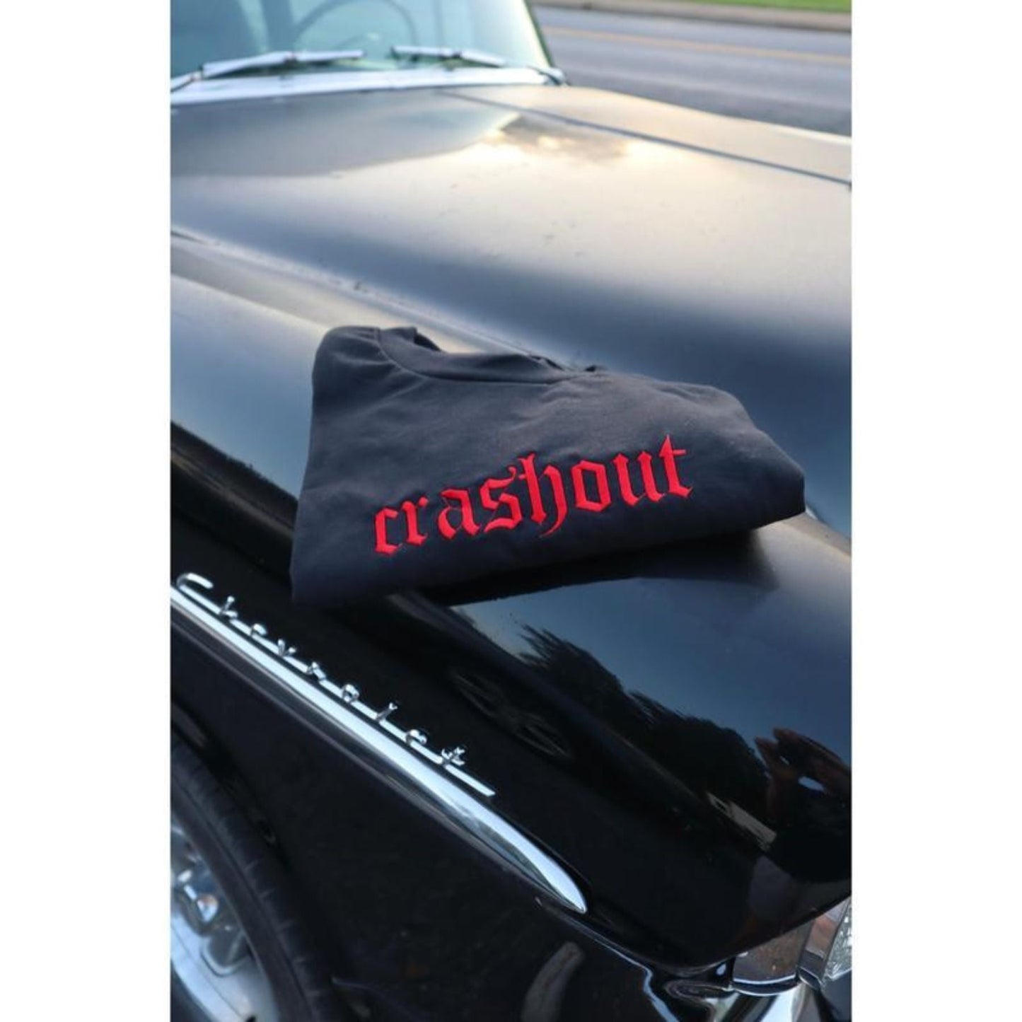 "Crashout" Embroidered T-Shirt - Unisex Modern Classic Fit, Trendy Graphic Tee - Starry Skies Austin