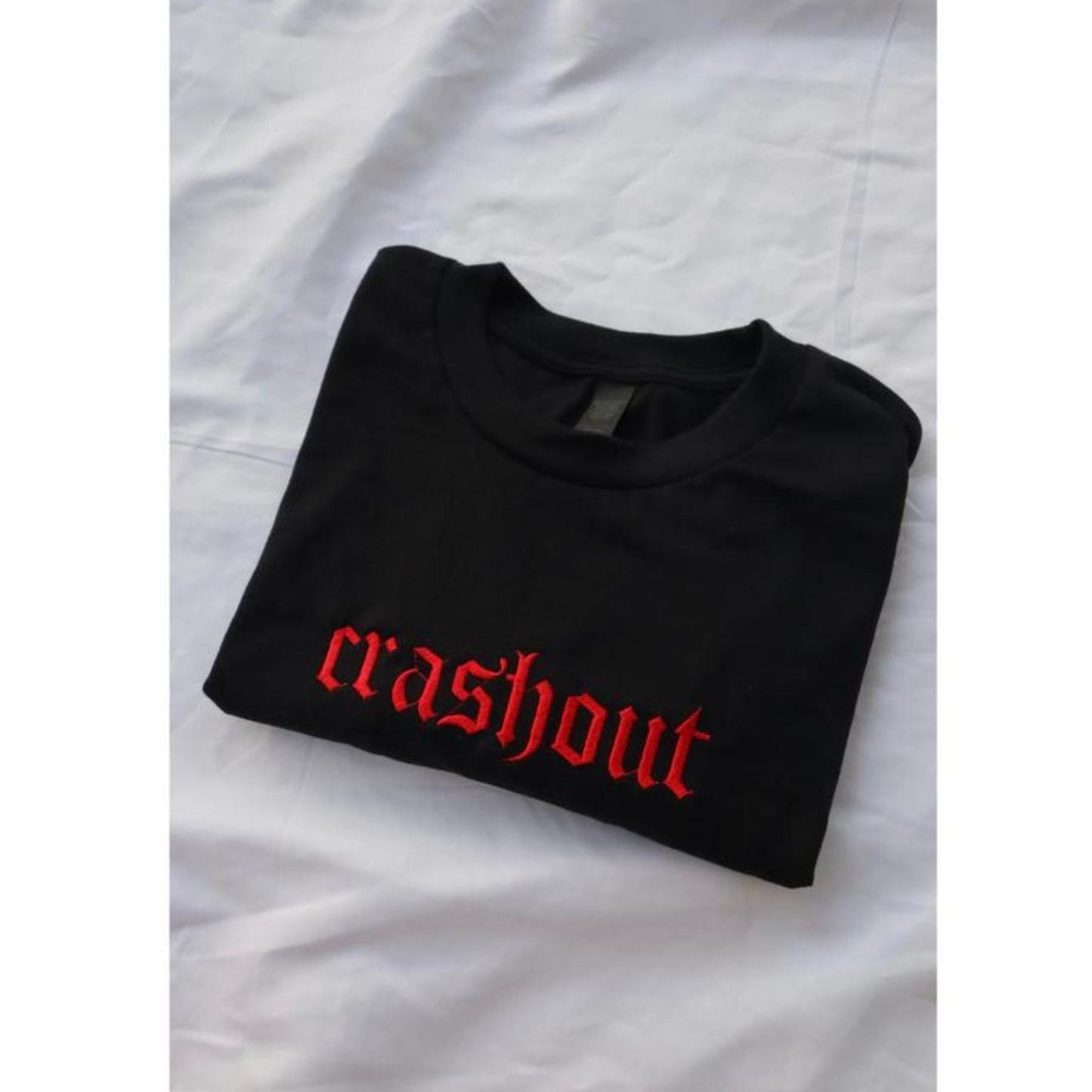 "Crashout" Embroidered T-Shirt - Unisex Modern Classic Fit, Trendy Graphic Tee - Starry Skies Austin