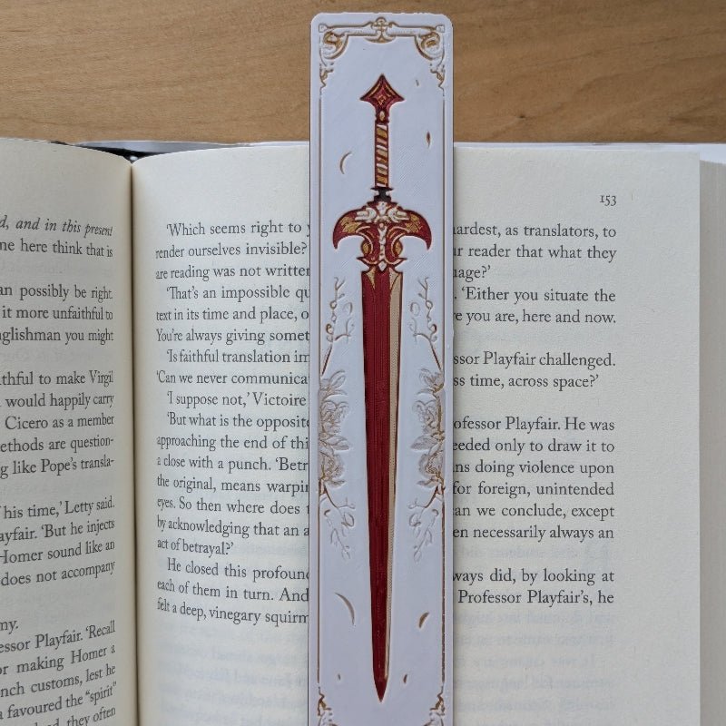 Crimson Oath I Sword Bookmark Textured Fantasy Reader Gift - Starry Skies Austin