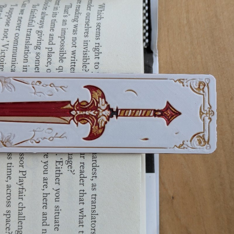 Crimson Oath I Sword Bookmark Textured Fantasy Reader Gift - Starry Skies Austin