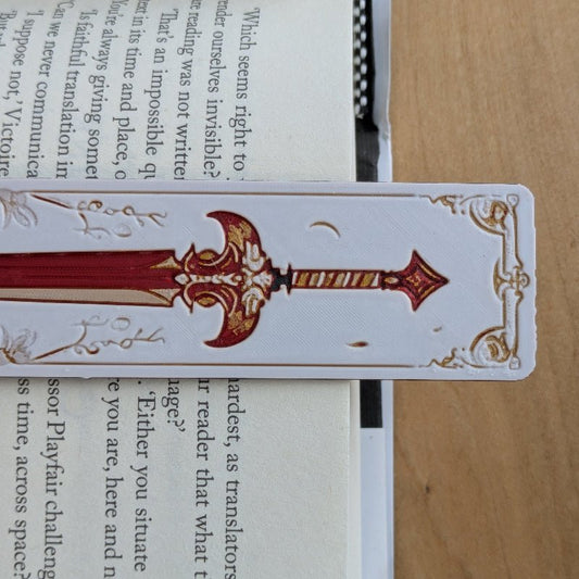 Crimson Oath I Sword Bookmark Textured Fantasy Reader Gift - Starry Skies Austin