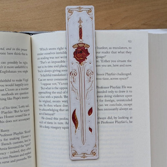 Crimson Oath III Rose Sword Bookmark Romantic Medieval Art - Starry Skies Austin