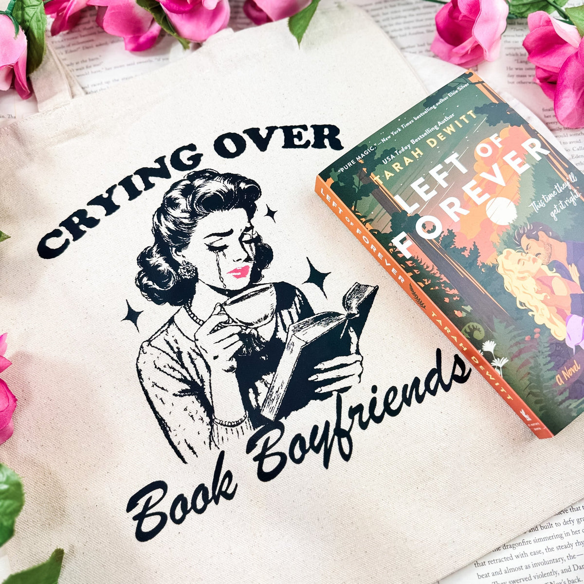 Crying Over Book Boyfriends Canvas Tote Bag - Starry Skies Austin