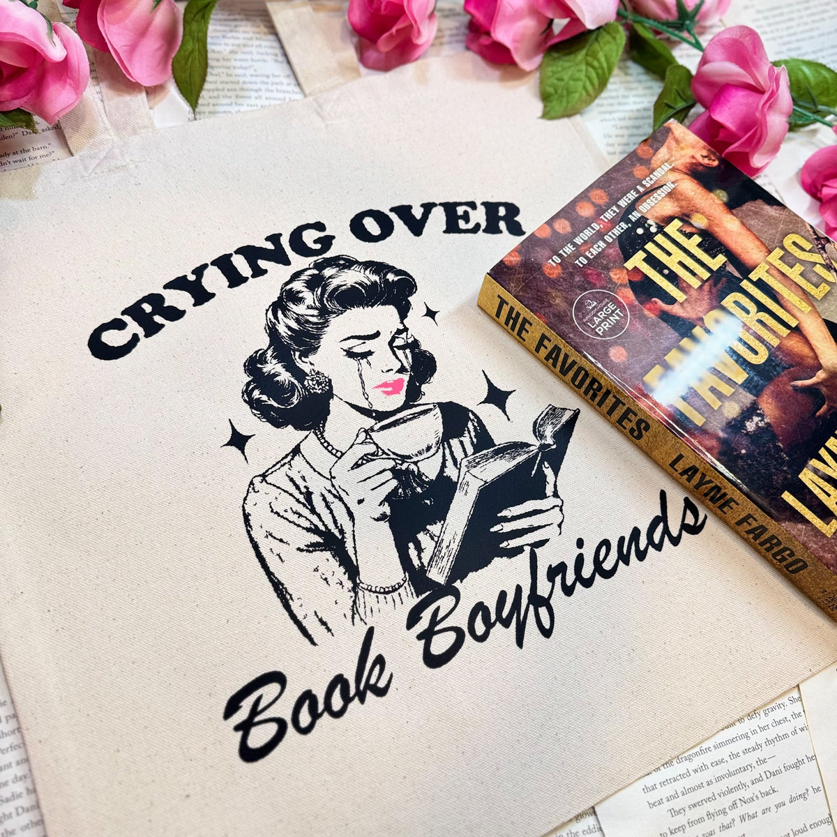 Crying Over Book Boyfriends Canvas Tote Bag - Starry Skies Austin