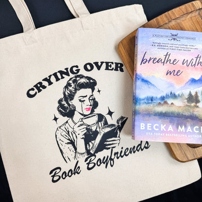 Crying Over Book Boyfriends Canvas Tote Bag - Starry Skies Austin