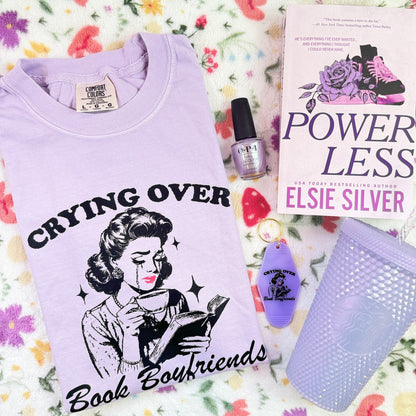 Crying Over Book Boyfriends Heavyweight Comfort Colors Boxy Cropped Shirt - Starry Skies Austin