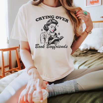 Crying Over Book Boyfriends Heavyweight Comfort Colors Boxy Cropped Shirt - Starry Skies Austin