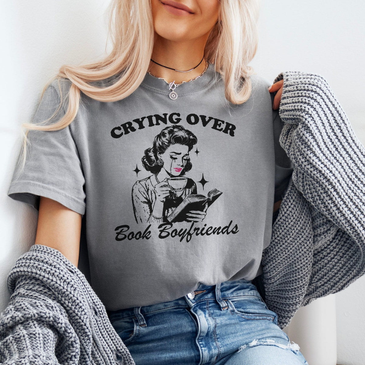 Crying Over Book Boyfriends Heavyweight Comfort Colors Shirt - Starry Skies Austin