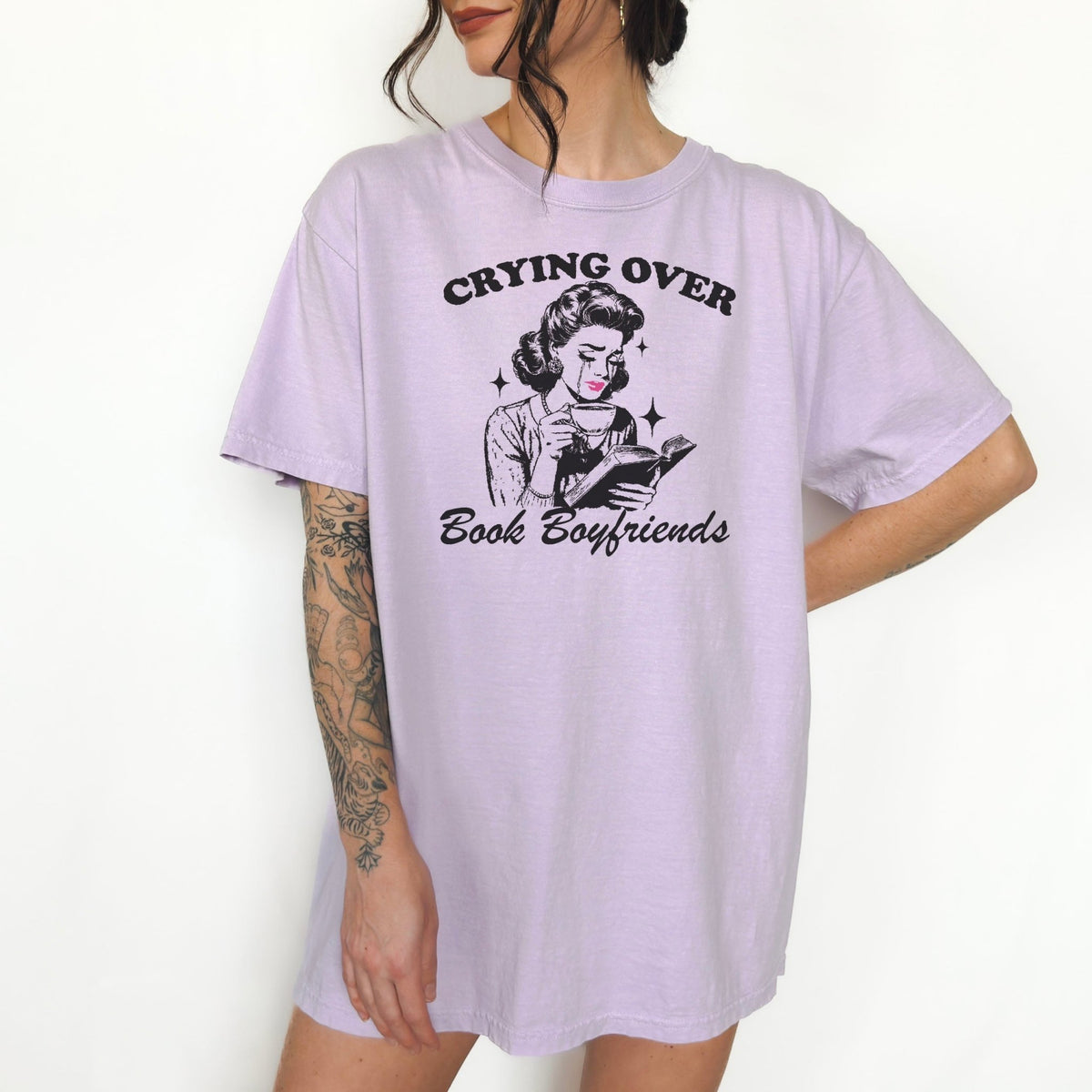 Crying Over Book Boyfriends Heavyweight Comfort Colors Shirt - Starry Skies Austin