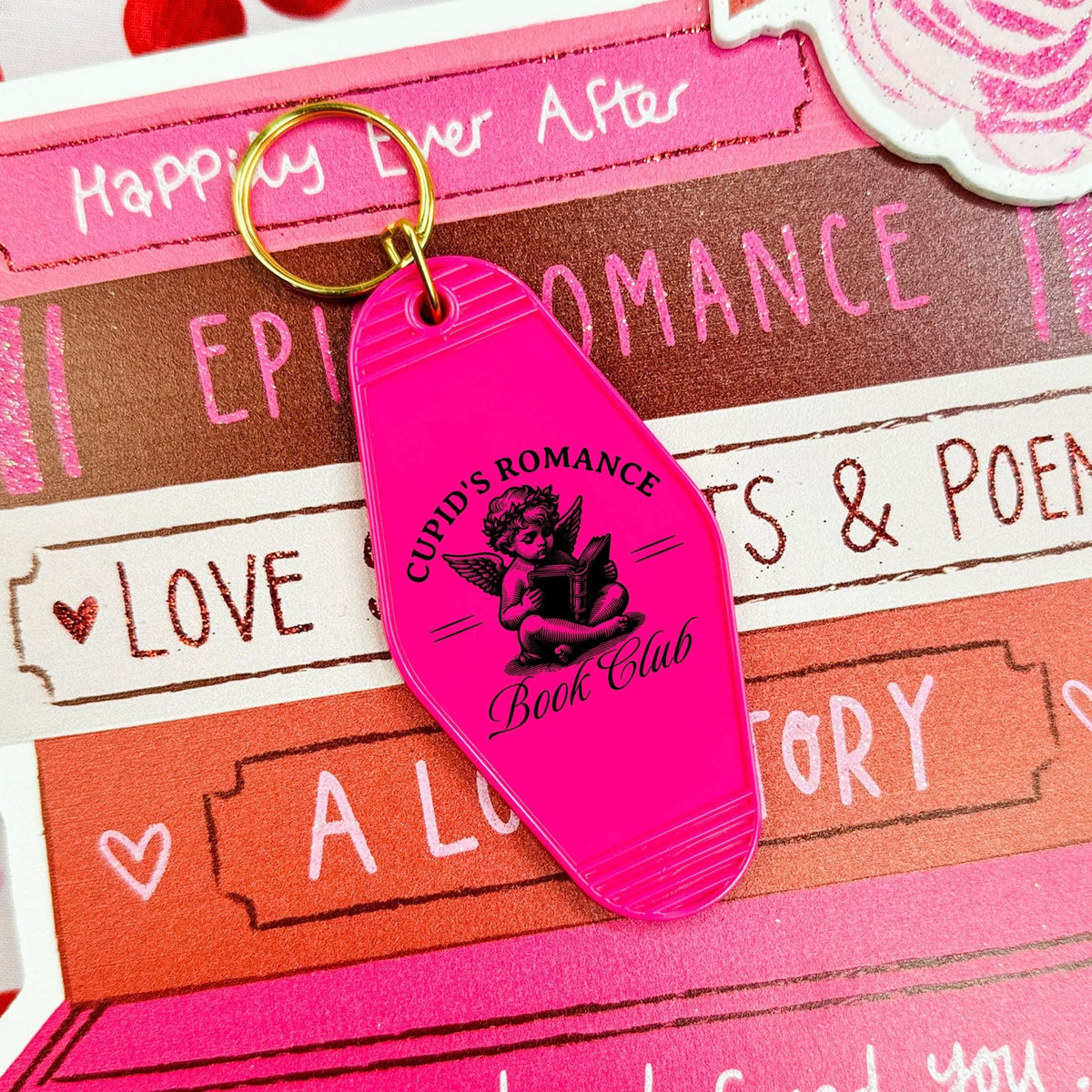Cupid’s Romance Book Club Retro Motel Keychain - Starry Skies Austin