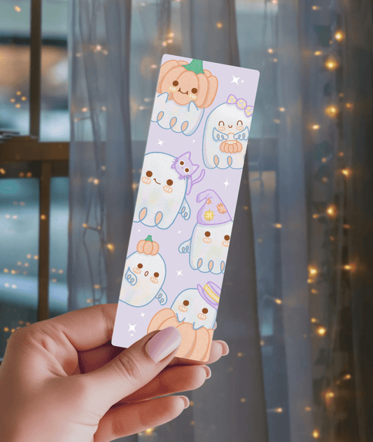 Cute Ghosts Laminated Cardstock Star Sparkle Bookmark - Starry Skies Austin