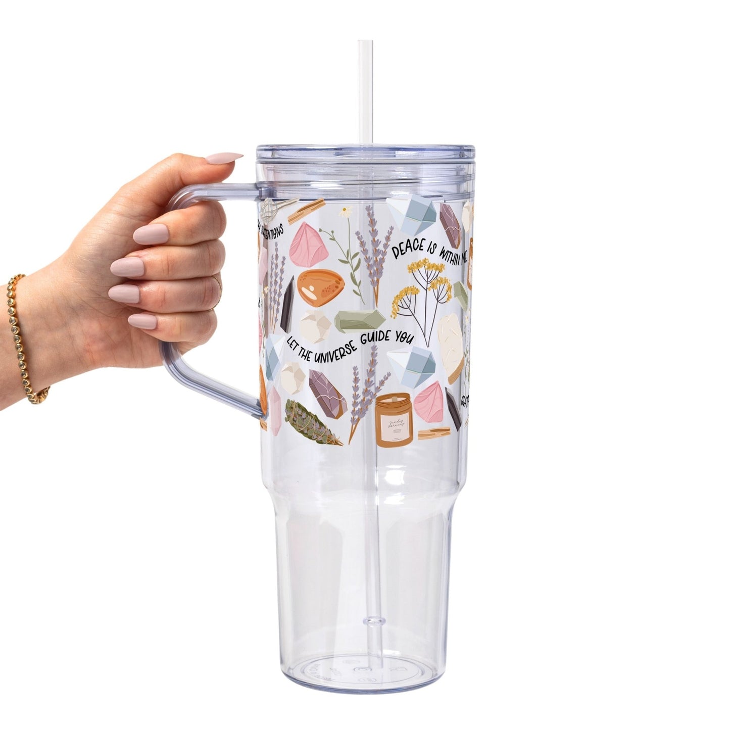 Daily Intentions Glass Cup, Mug & Tumbler with Lid and Straw - Starry Skies Austin