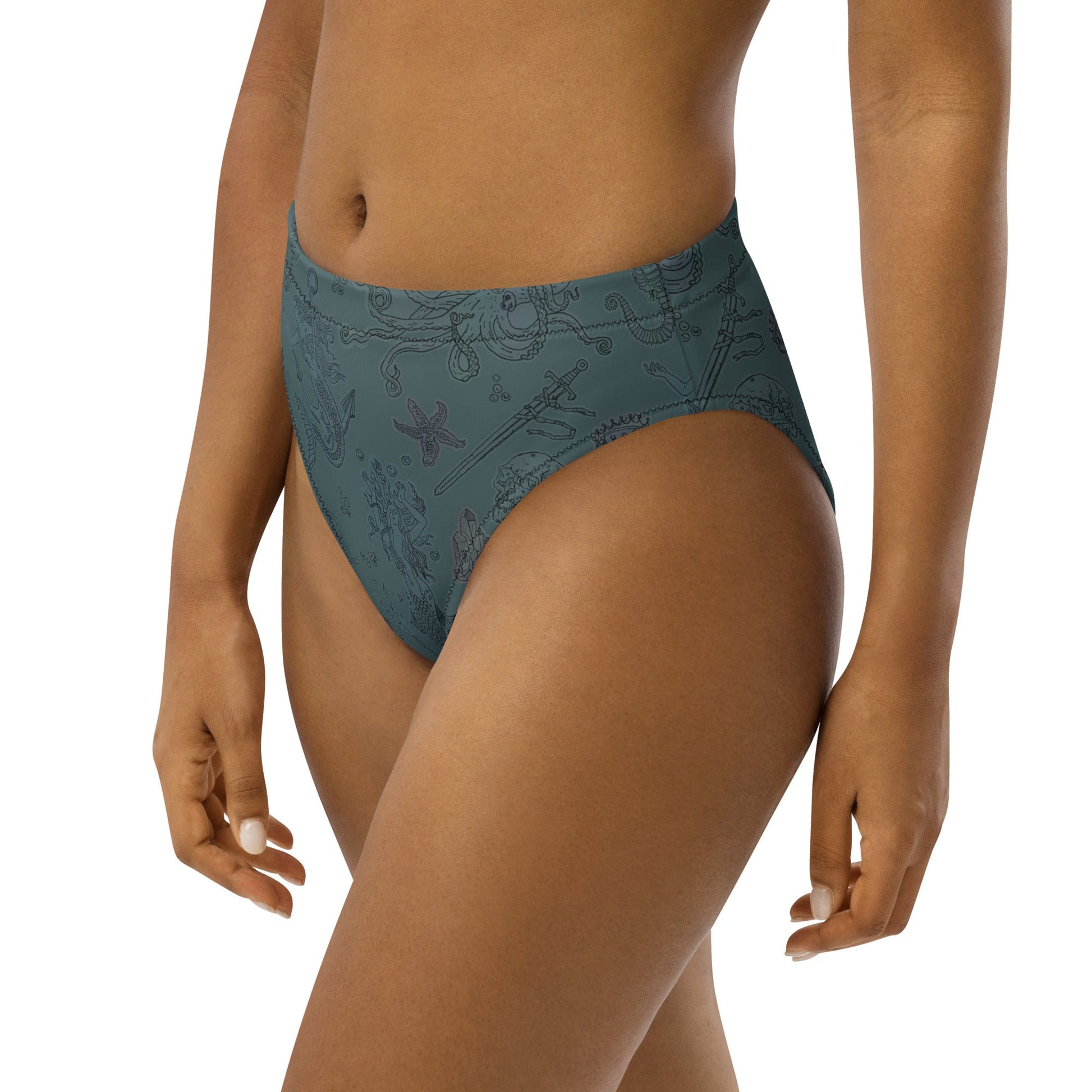 Dark Siren High - Waisted Bikini Bottom - Starry Skies Austin
