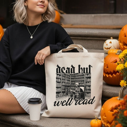 Dead But Well Read Canvas Tote Bag - Starry Skies Austin