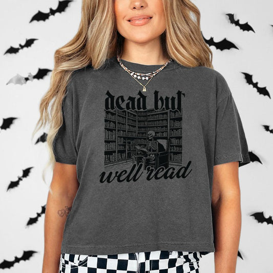 Dead But Well Read Heavyweight Comfort Colors Boxy Cropped Tee - Starry Skies Austin