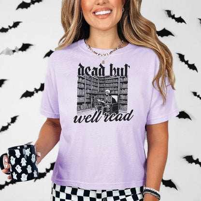 Dead But Well Read Heavyweight Comfort Colors Boxy Cropped Tee - Starry Skies Austin