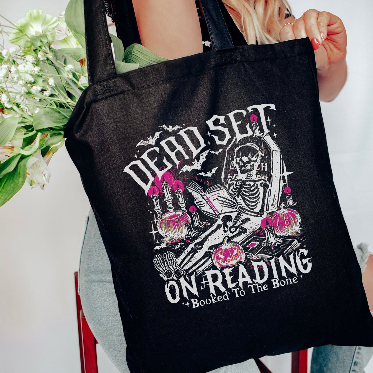 Dead Set On Reading Canvas Tote Bag - Starry Skies Austin