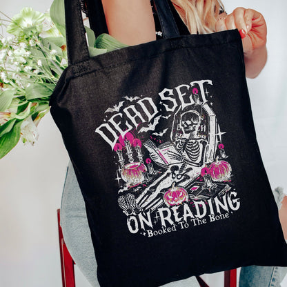 Dead Set On Reading Canvas Tote Bag - Starry Skies Austin