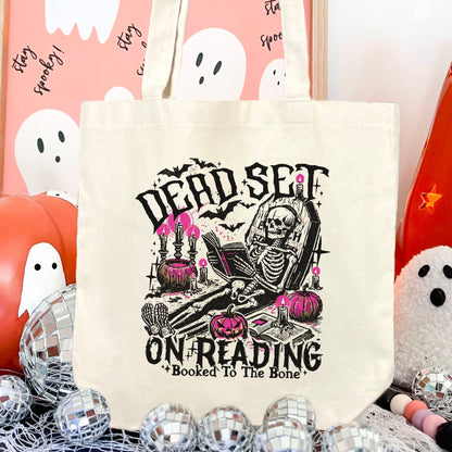Dead Set On Reading Canvas Tote Bag - Starry Skies Austin