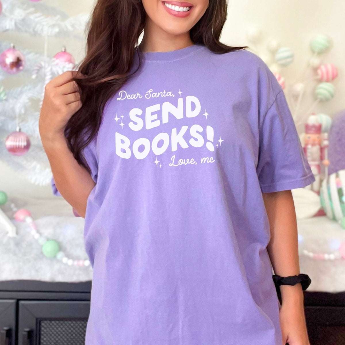 Dear Santa, Send Books! Heavyweight Comfort Colors Shirt - Starry Skies Austin