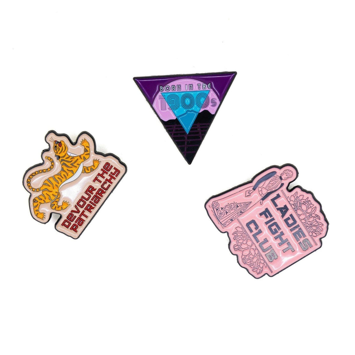 Devour the Patriarchy Feminist Tiger Enamel Pin, Lapel Pin - Starry Skies Austin