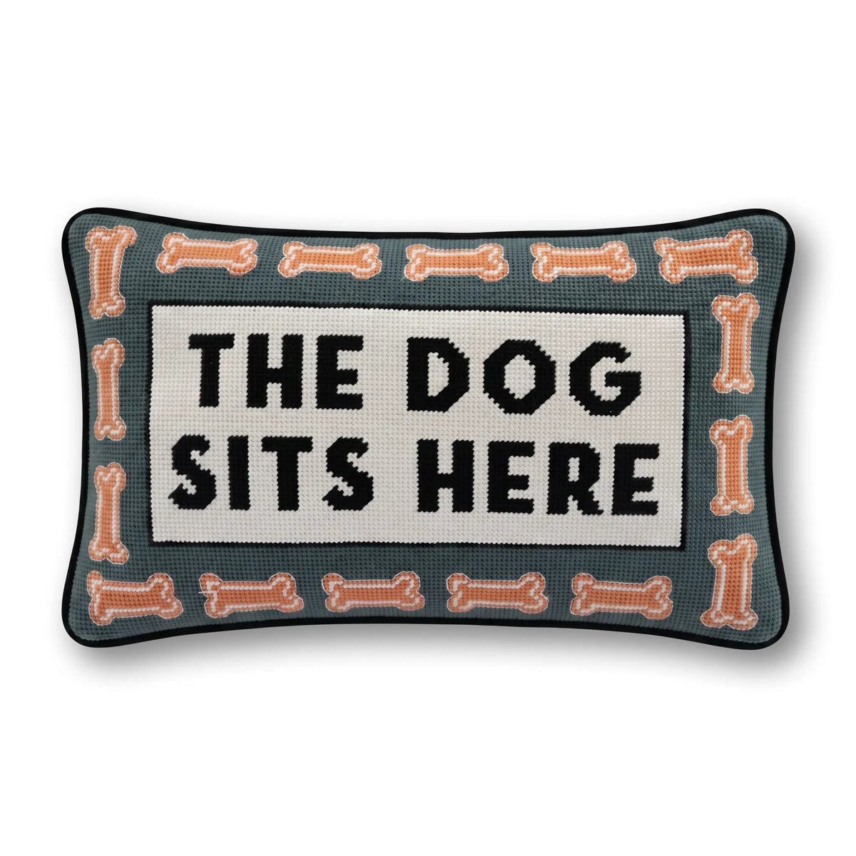 Dog Sits Here Needlepoint Pillow - Starry Skies Austin