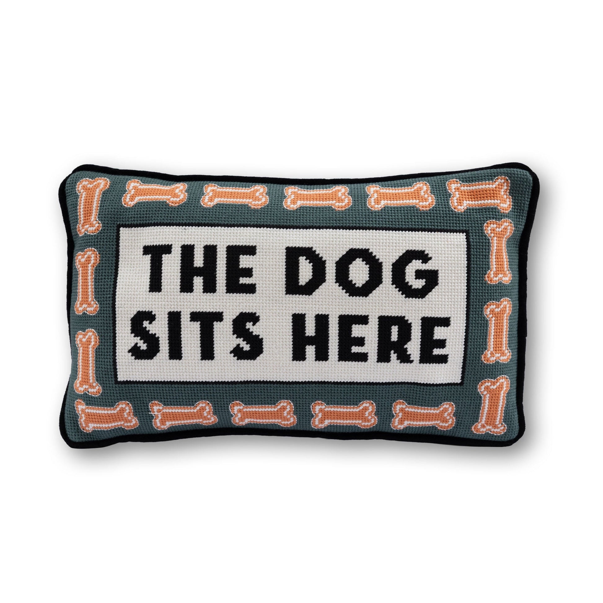 Dog Sits Here Needlepoint Pillow - Starry Skies Austin