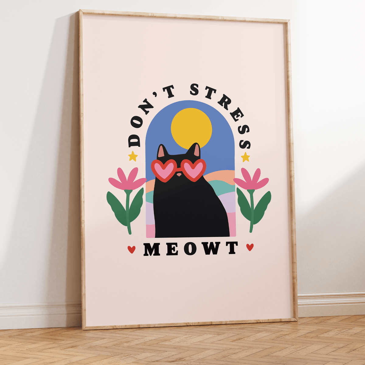 Don't Stress Meowt Unframed Art Print - Starry Skies Austin