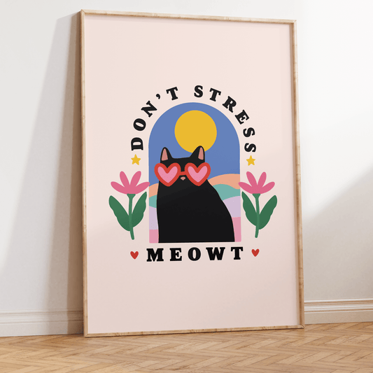 Don't Stress Meowt Unframed Art Print - Starry Skies Austin