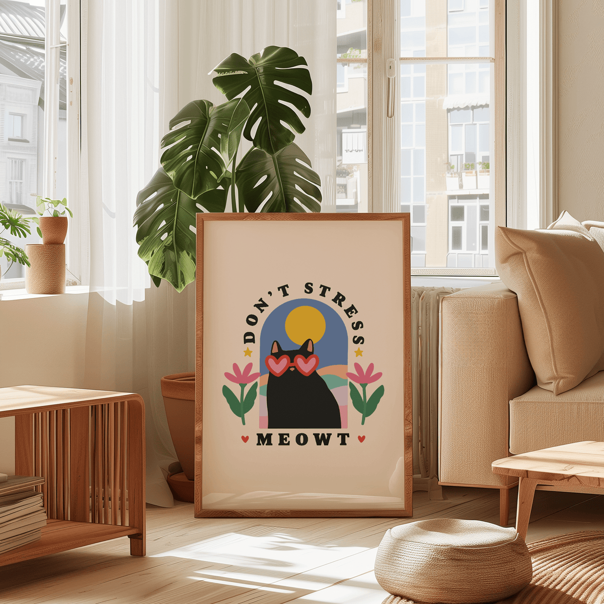Don't Stress Meowt Unframed Art Print - Starry Skies Austin