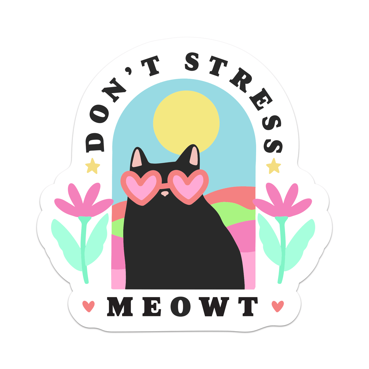 Don't Stress Meowt Vinyl Sticker - Brights Edition - Starry Skies Austin