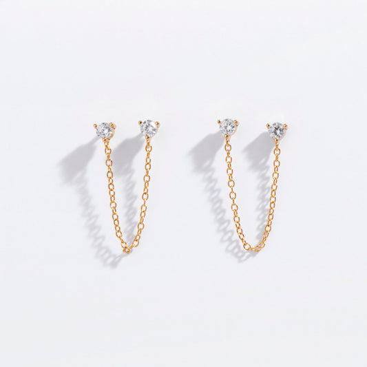 Double CZ Chain Studs - Starry Skies Austin