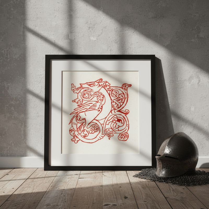 Dragon Marginalia Fine Art Print Medieval Decor - Starry Skies Austin