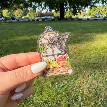 Dragon Window Watchers Sparkly Dual Sided Hook Clasp Keychain - Starry Skies Austin
