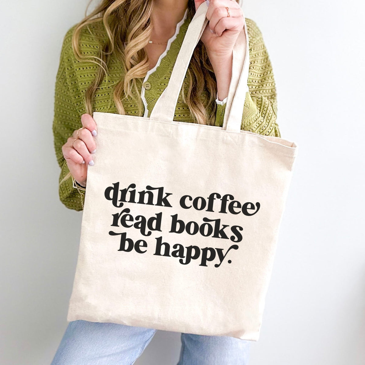 Drink Coffee Read Books Be Happy Canvas Tote Bag - Starry Skies Austin
