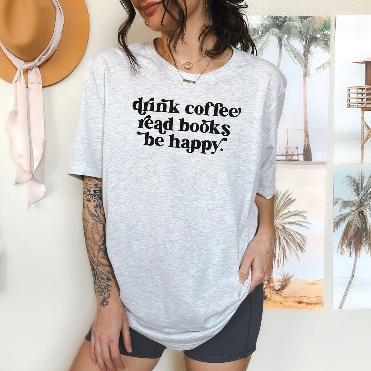Drink Coffee Read Books Be Happy Gildan Softstyle Shirt - Starry Skies Austin