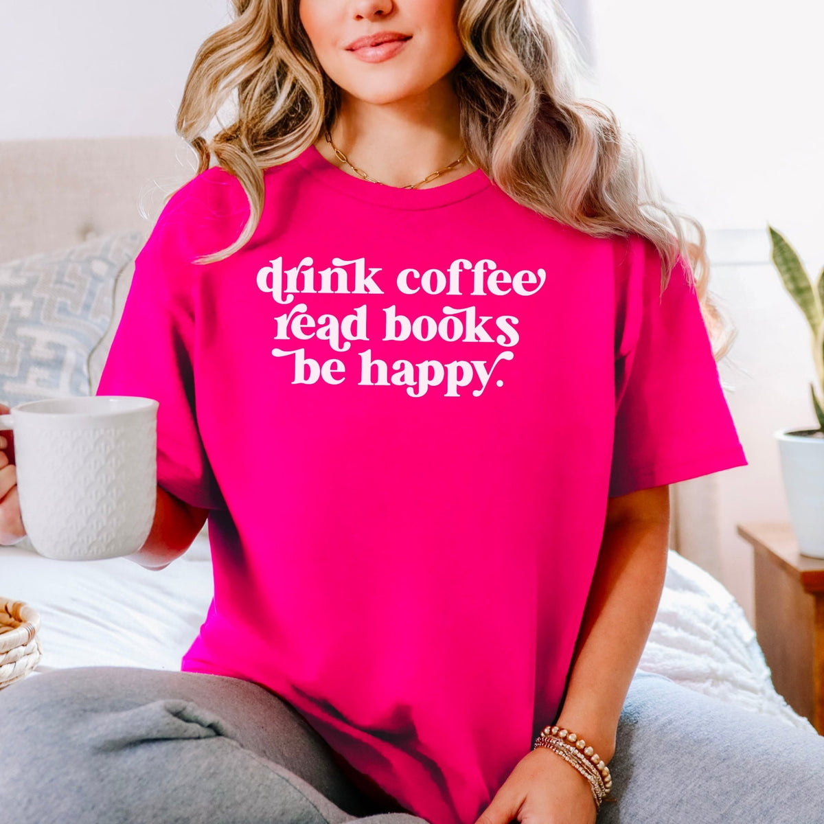 Drink Coffee Read Books Be Happy Gildan Softstyle Shirt - Starry Skies Austin