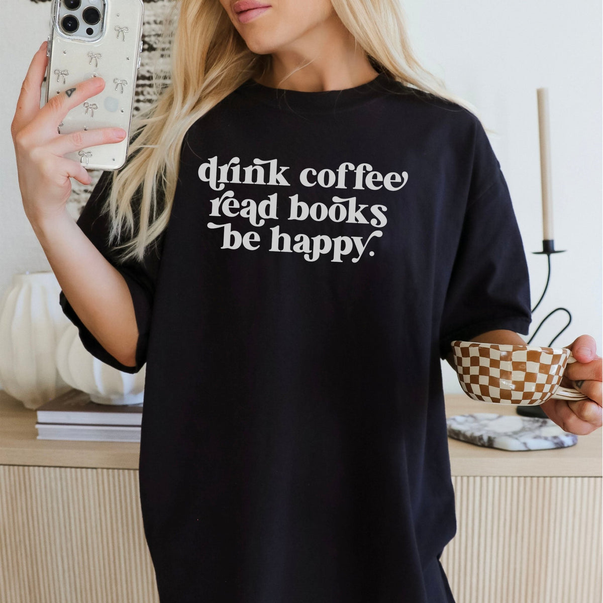 Drink Coffee Read Books Be Happy Heavyweight Comfort Colors Shirt - Starry Skies Austin