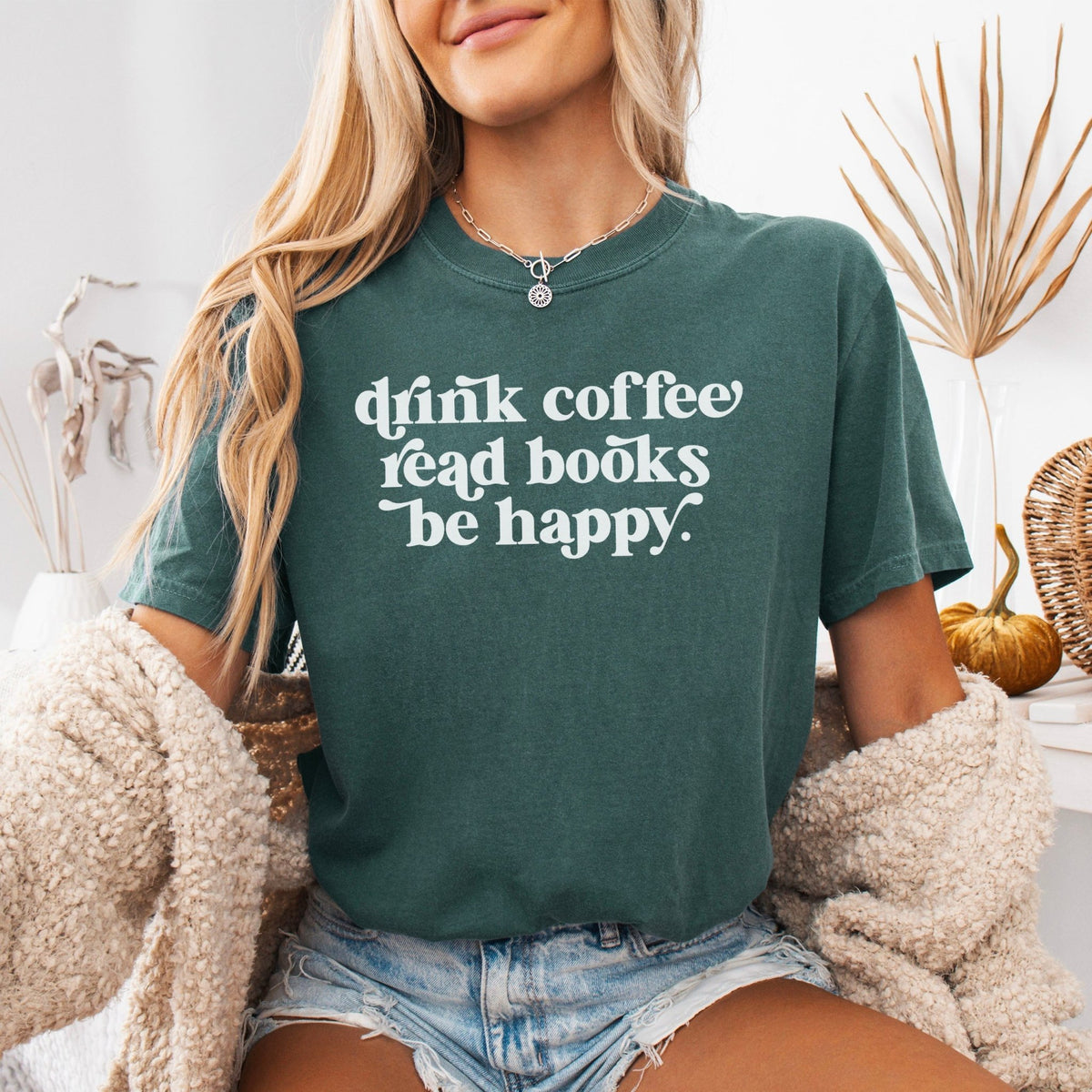 Drink Coffee Read Books Be Happy Heavyweight Comfort Colors Shirt - Starry Skies Austin
