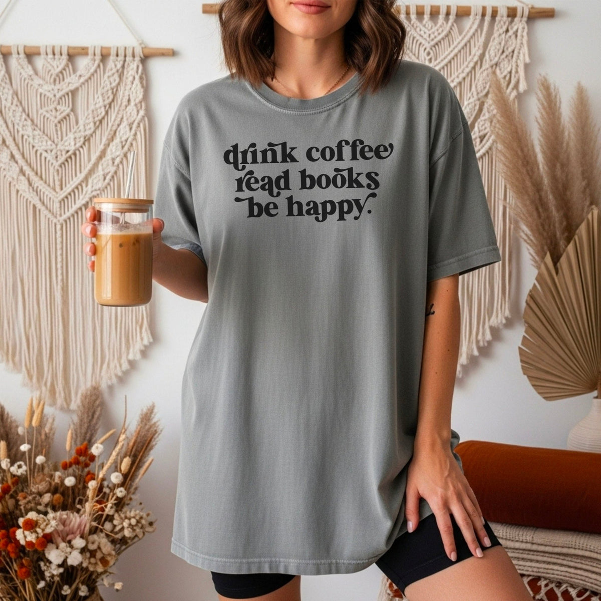 Drink Coffee Read Books Be Happy Heavyweight Comfort Colors Shirt - Starry Skies Austin